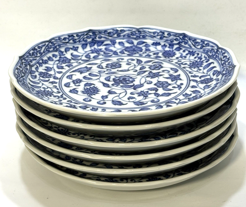 Rare 6 VTG ARITA JAPAN COBALT BLUE WHITE ASIAN ORIENTAL 8.75" FLORAL PLATES - Picture 3 of 8