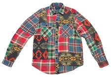 Polo Ralph Lauren Patchwork Flannel Indian Western Southwestern Aztec Shirt M