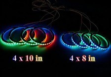 4PCS 10" Synced 4PCS 8" RGB Chasing LED Speaker Ring Lights for Truck Car Audio