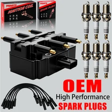 Brand OEM Ignition Coil & Spark Plugs & Wires For Dodge Chrysler 3.3L 3.8L UF305