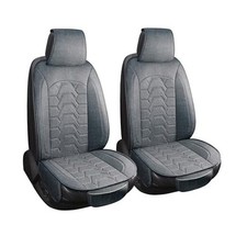 Linen Car Seat Covers Breathable Cloth Fabric Seat Protector Front Seat Gray