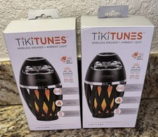 NWT Tiki-Tunes Bluetooth Speakers W/LED Flame Ambient Light 6-Hr Battery Life