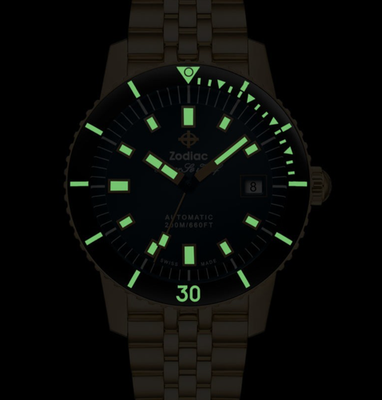 Zodiac Green Malachite Black Compression Diver Automatic Watch