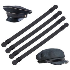 4Pcs PU Leather Hat Band, Officer Visor Crusher Cap Band, Adjustable Hat Black