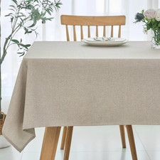 Linen Textured Rectangular Tablecloth Water Resistant Wrinkle Free Spill-Proof S