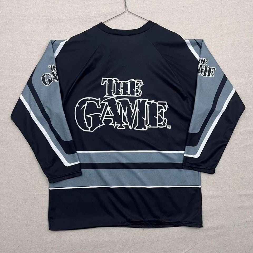Camiseta deportiva de hockey manga larga vintage años 90 WWF Triple H HHH The Game negra y gris Foto 2 de 4