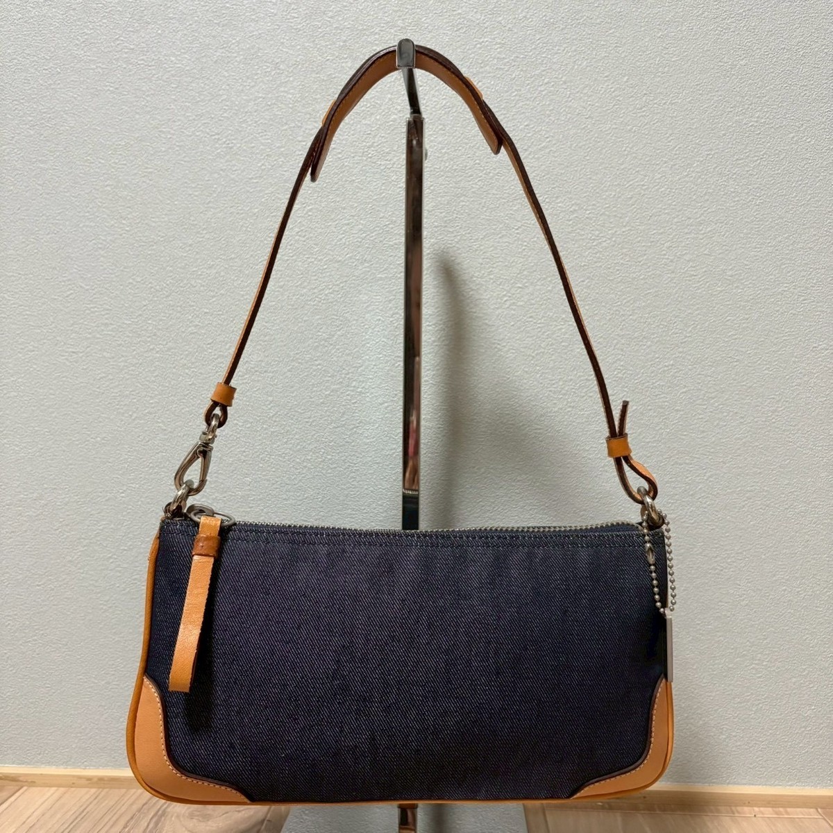 Y2K COACH 8335 Navy Denim Leather Accessory Pouch Mini Shoulder