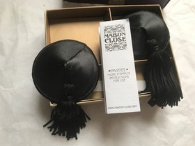 MAISON CLOSE  pasties black  satin nipple covers tassel NEW one size rrp &pound;59.00