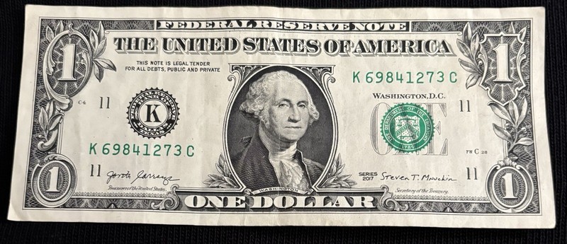 2017 Dallas $1 Bill Fancy Ladder 1,2,3,4, ,6,7,8,9 All Unique Numbers Note