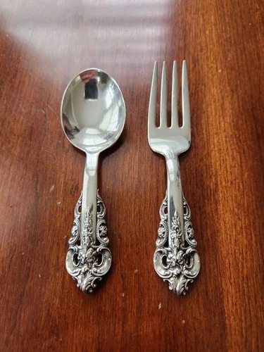 Wallace Grande Baroque Sterling Silver Baby Spoon And Fork Set