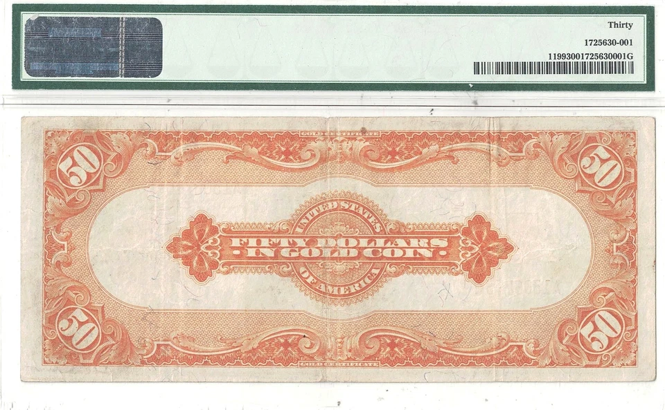 1913 $50 Gold Certificate Fr-1199 PMG VF-30 - Image 3 of 3