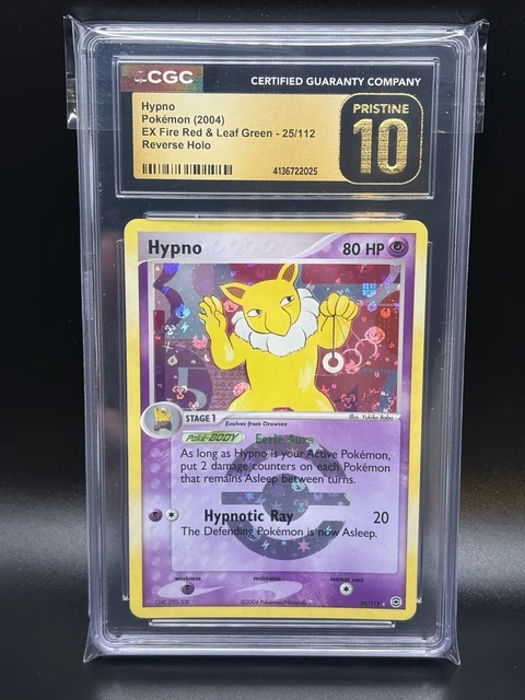 2004 HYPNO Pokemon 25/112 EX Fire Red & Leaf Green Reverse Holo CGC 10 Pristine