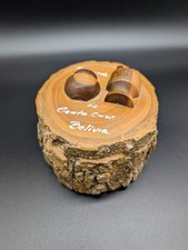 Hand Carved Wood Tree Stump Branch Lidded Trinket Jewelry Box 4x2.75in Bolivia