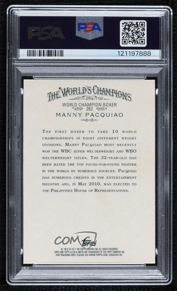 2011 Allen & Ginter's Ginter Code Puzzle Border Manny Pacquiao #262 PSA 6 - Image 2 of 3