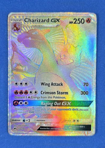 Pokémon TCG Charizard GX 150/147 Rainbow Secret Rare S&M Burning Shadows - MP