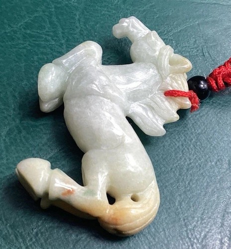 Brown light Green Full Body Figurine Jadeite Horse Translucent Pendant - Picture 10 of 16