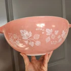 Vintage Pyrex Pink White Gooseberry Cinderella 4 qt Mixing Bowl 444