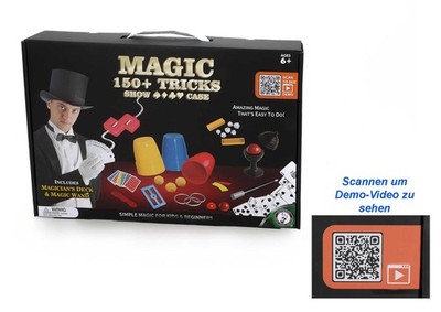 Kinder Zauberkasten Zauberstab Zaubertrick Set 40 Teile inkl. QR-Code Demo-Video