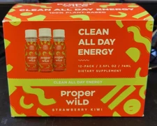 Proper Wild, Inc. Clean All Day Energy Shot - Strawberry Kiwi (12 Servings)