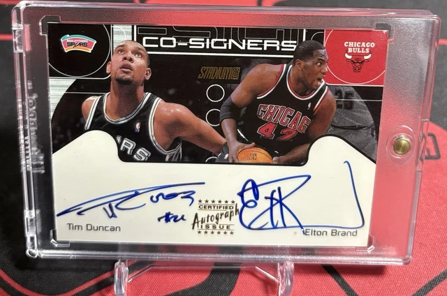 2000-01 Stadium Club Co-Signers Tim Duncan Elton Brand On Card Dual Auto #CS4