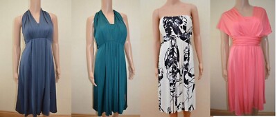 M&S Collection Multiway-Kleid aus Metall, Grün Koralle oder Blumenmuster UK 8 12 14 16 18