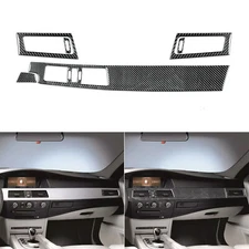 7Pcs Carbon Fiber Center Console Dashboard Panel Cover For BMW 5Series E60 04-10