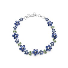 Natural Kyanite Gemstone Chrome Diopside Sterling Silver Floral Bracelet Jewelry