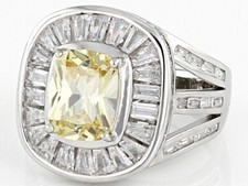 Canary Yellow Cushion Cut Citrine With Multi Shape CZ 7.95TCW Halo Unique Ring