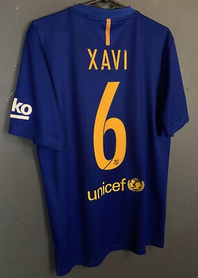 MEN NIKE FC BARCELONA 2016/2017 XAVI FOOTBALL SOCCER SHIRT JERSEY