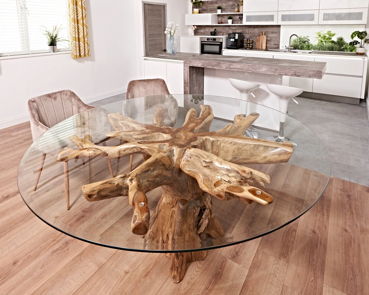 Teak wood glass cheap top dining table