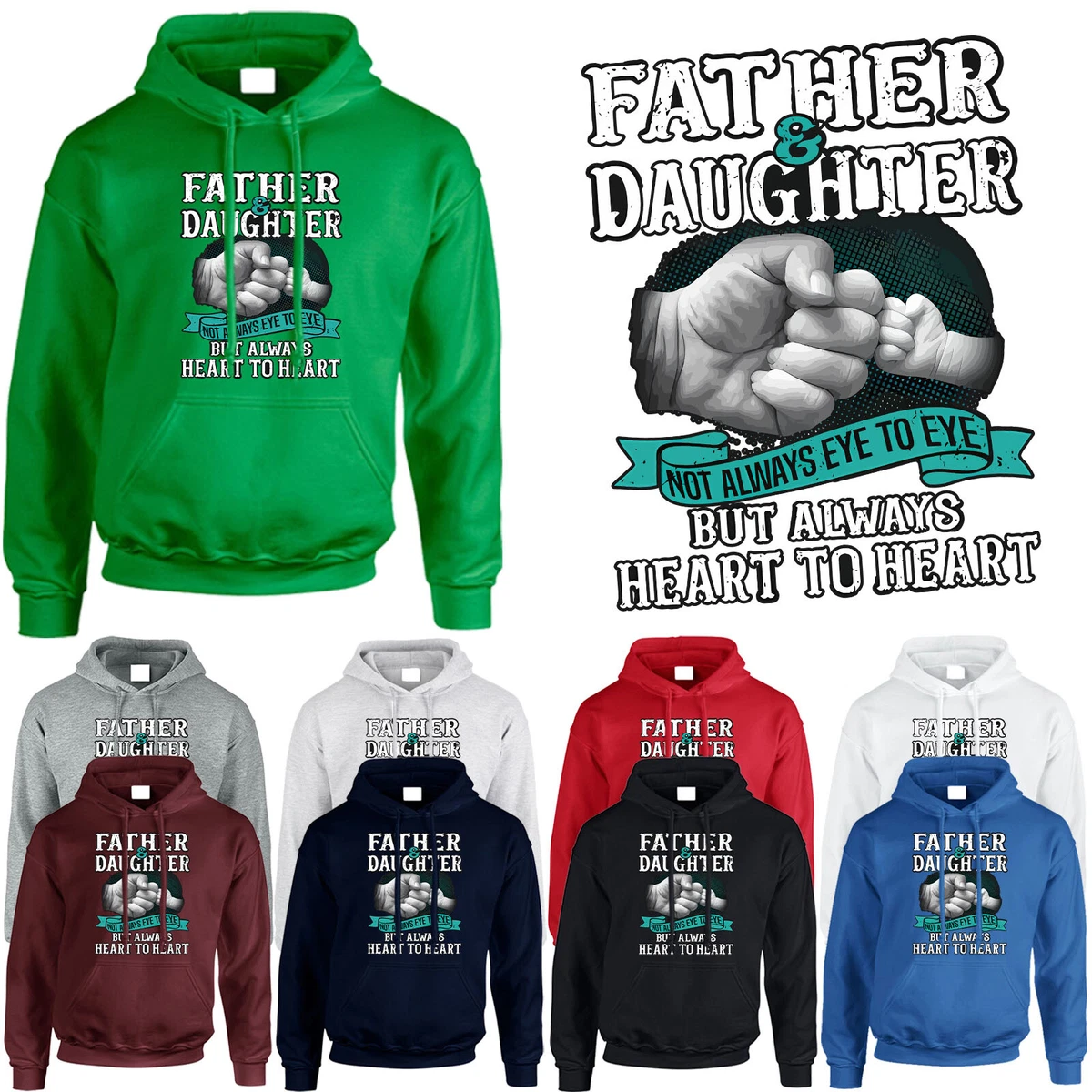 Father and Daughter Mens Hoodie Heart Fathers Day 2024 Dad Funny Gift Hoody