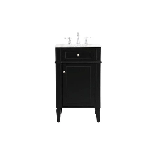 Elegant Decor Park Avenue 21" Metal MDF Marble Single Bathroom Vanity in Black - Picture 3 of 8