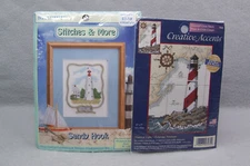 Lot of 2 Dimensions & Seaside Lighthouse Cross Stitch Kits Sandy Hook Lighthouse