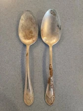 2 - Wm Rogers & Son Silver-plate ~ DAISY ~ 1910 Serving Spoons