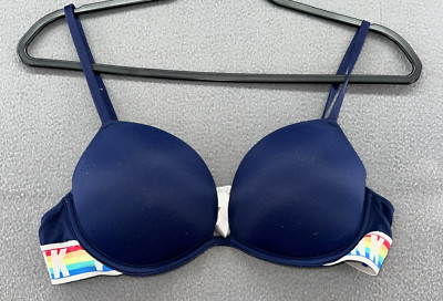 Victorias Secret Pink Bra 32B Women s Blue Rainbow Super Push Up