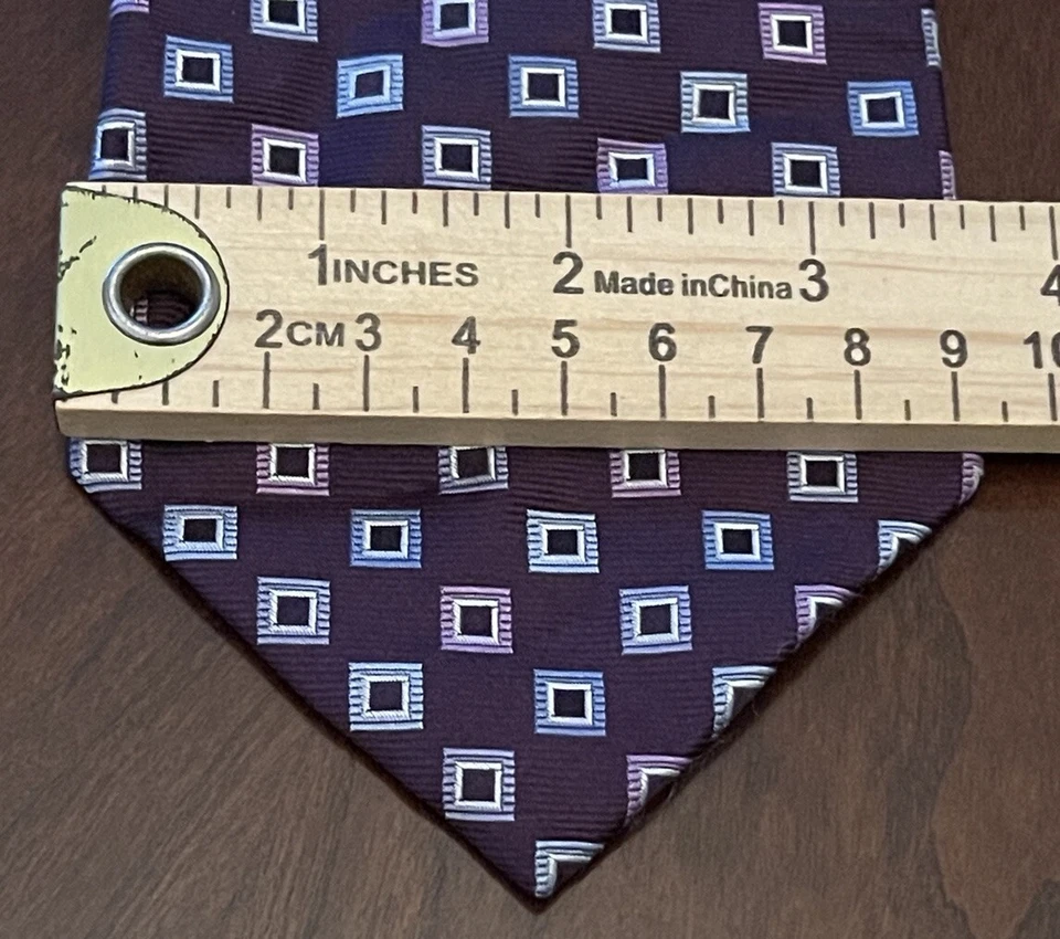 Corbata de cuello para hombre Claiborne púrpura hecha a mano 100 % seda importada hecha en China Foto 4 de 4