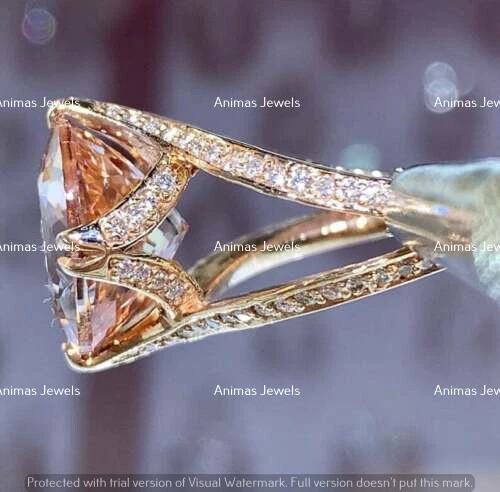 4 CT Oval Solitaire Pink Morganite Wedding Engagement Ring 14K Rose Gold Plated - Image 3 of 4