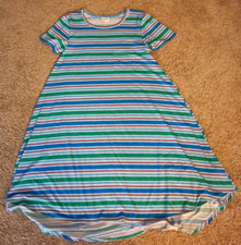LULAROE WOMEN'S STRIPED T-SHIRT DRESS W/ POCKET MULTICOLOR XS NEW W/ TAGS!!!