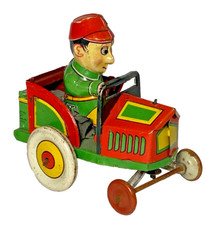 Vintage Alps Tin Litho Toy Japan Wind Up Driver  Car