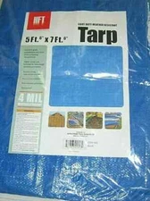Tarp HFT 5 ft. 6 in. x 7 ft. 6 in. Blue All Purpose Weather Resistant Reinforced