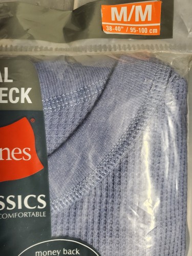 Hanes Classics Thermal Long Sleeve Crew Neck Mens Blue Size M - NIP - Picture 2 of 3