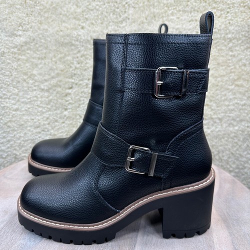 Blondo Reno Waterproof Leather Womens Combat Zip Black Heel Boot Size 8.5 New - Picture 4 of 12