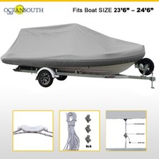 Oceansouth Waterproof Rigid Hull Heavy-duty Rib Storage Boat Cover 23'6" - 24'6"