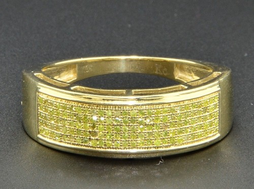 Yellow Diamond Engagement Wedding Band Mens 10K yellow Gold Pinky Ring 1/3 Ct