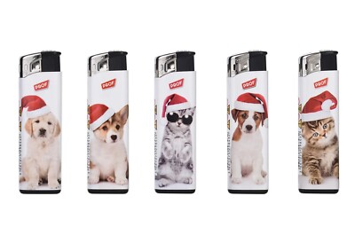 10 x Feuerzeug '' XMAS ANIMALS '', Frohe Weihnachten Christmas Xmas Katze Hund