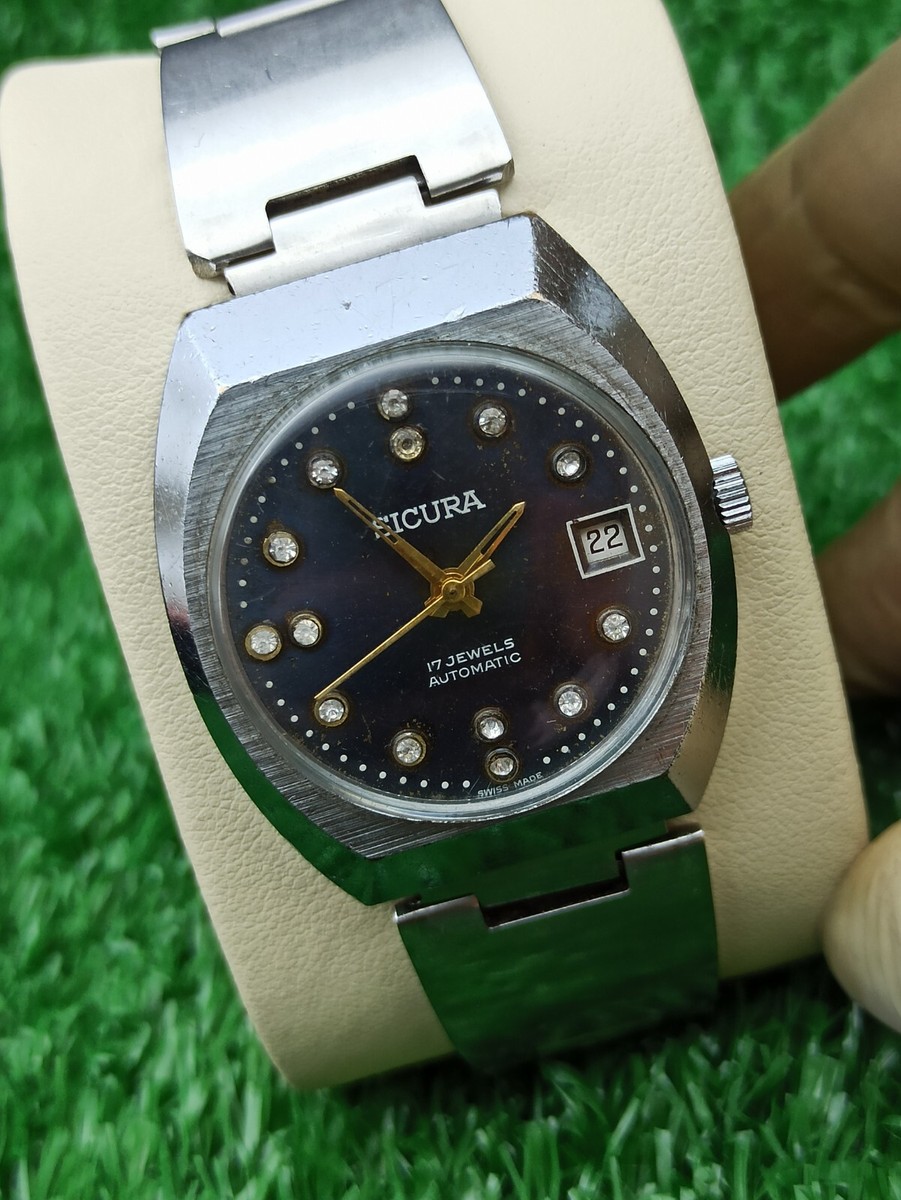 Antique 1960's SICURA Automatic 17 Jewels Watch Vintage Authentic