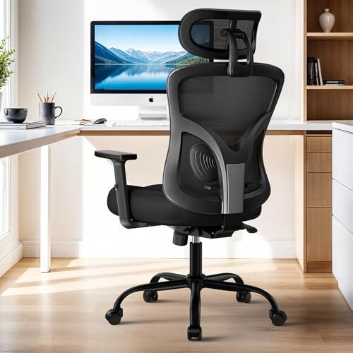 Ergonomic Office Chair, High Back Desk Chair with S-Shaped Backrest,-image