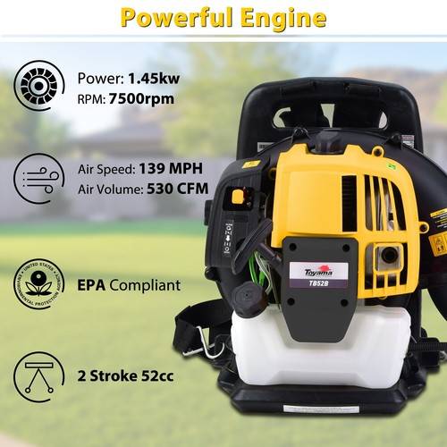 Backpack Leaf Blower Gas Powered 52CC 2 Stroke Leaf Blower Grass Lawn Blower US - 第 5/8 張圖片