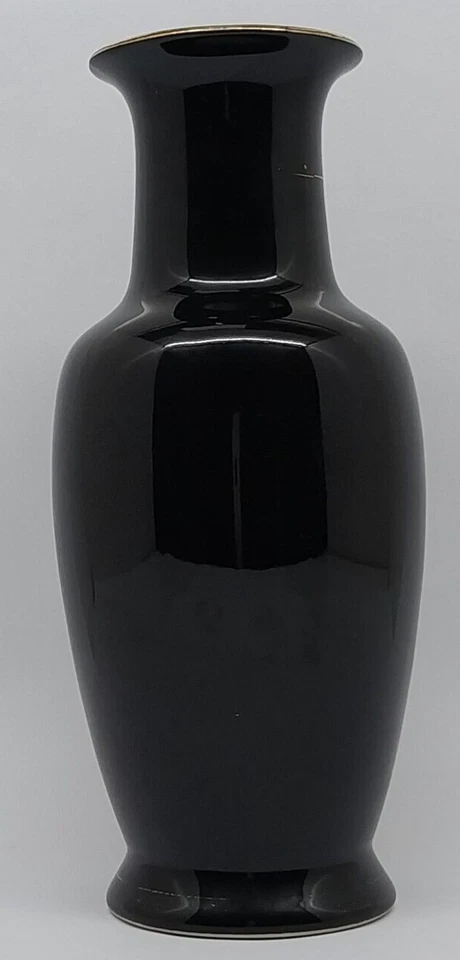 The Art of Chokin Vase 26 cm Flowers & Butterflies Motif Black Porcelain - image 3 of 4