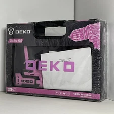 DEKO 12V Power Drill Tool Gift Box Set Pink Black DKCD12XL02P - Brand New